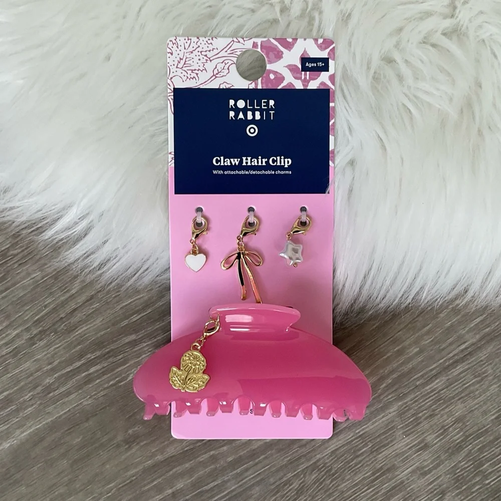 💗💞 Roller Rabbit x Target Light Pink Hair Clip with Gold Charms